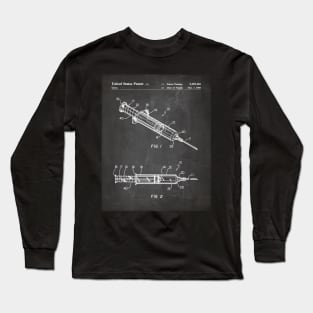 Medical Syringe Patent - Doctor Nurse Doctors Office Art - Black Chalkboard Long Sleeve T-Shirt